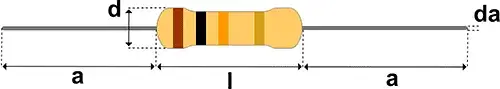 tamaño de resistor axial dibujo